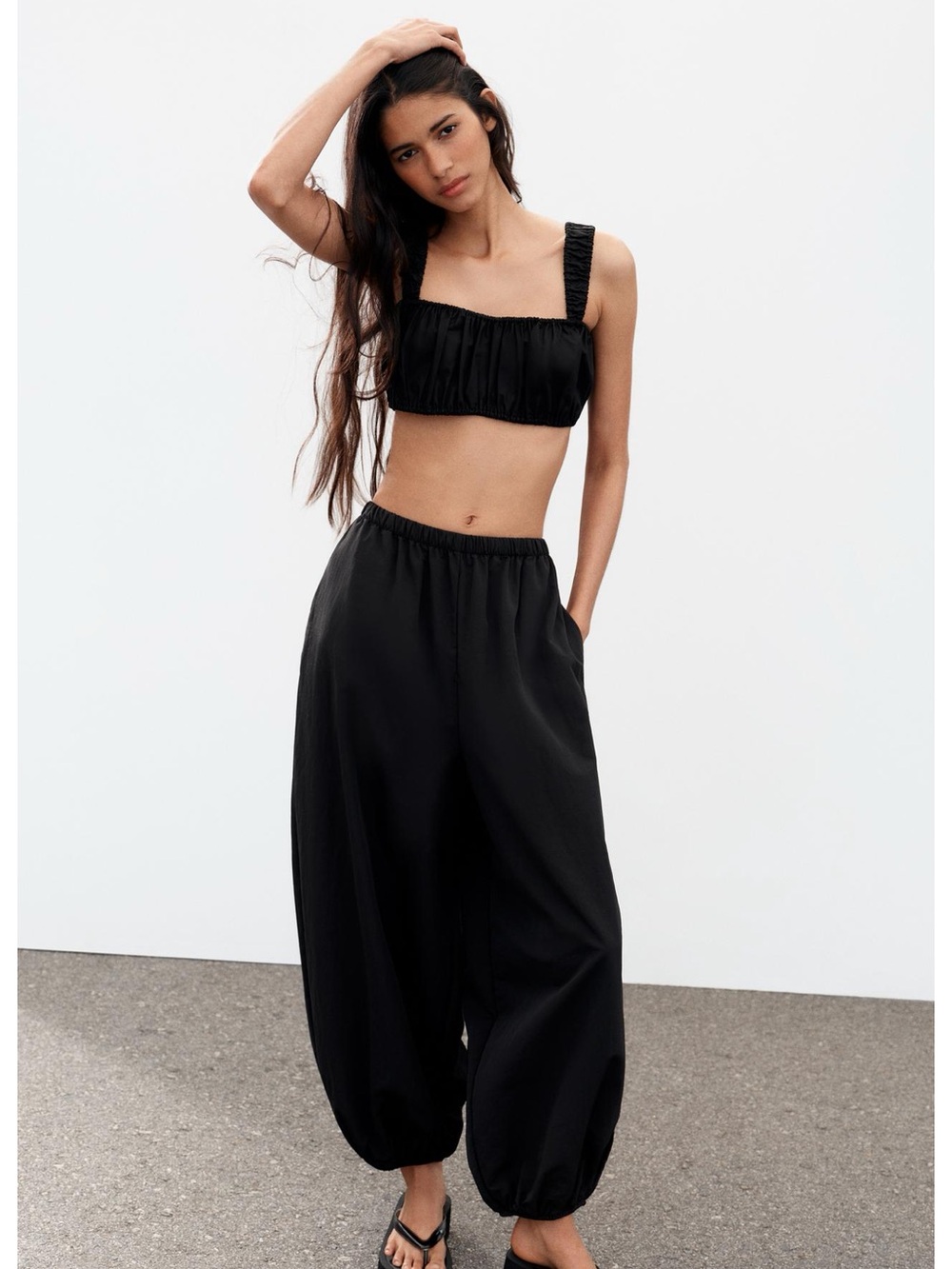 Zara Black Wide-Leg Balloon Pants + top